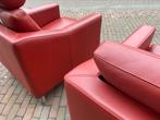 2 Leolux Antonia Fauteuil Rood leer Design stoel poef bank, Ophalen of Verzenden, Nieuw