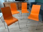 Eetkamer stoelen hout met metalen poten, Huis en Inrichting, Stoelen, Ophalen, Gebruikt, Overige kleuren, Vier