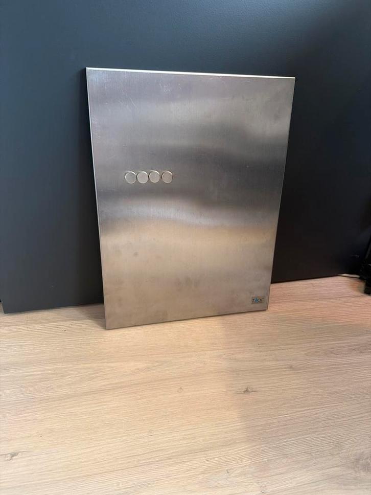 Zack RVS Memobord/Magneetbord incl 3 magneten, Huis en Inrichting, Woonaccessoires | Prullenbakken, Gebruikt, Rvs, Minder dan 50 cm