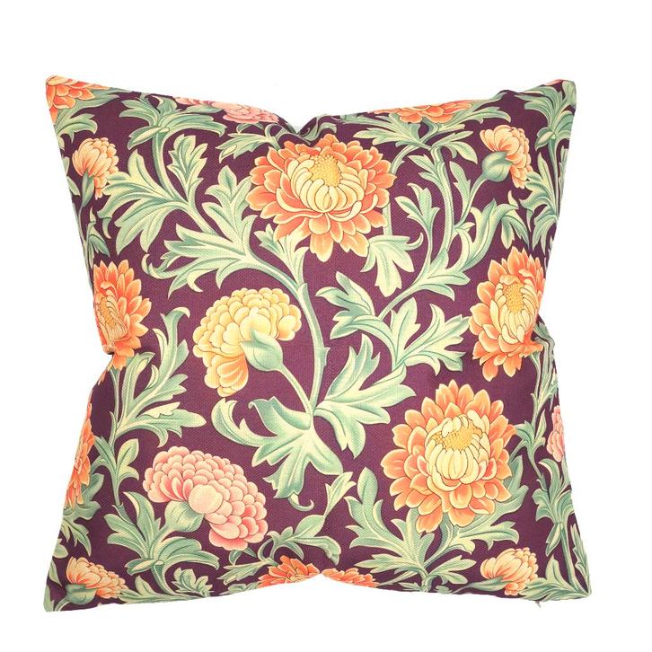 Kussenhoes William Morris linnenlook | 44 x 44 cm, Huis en Inrichting, Woonaccessoires | Kussens, Nieuw, Paars, Vierkant, Verzenden