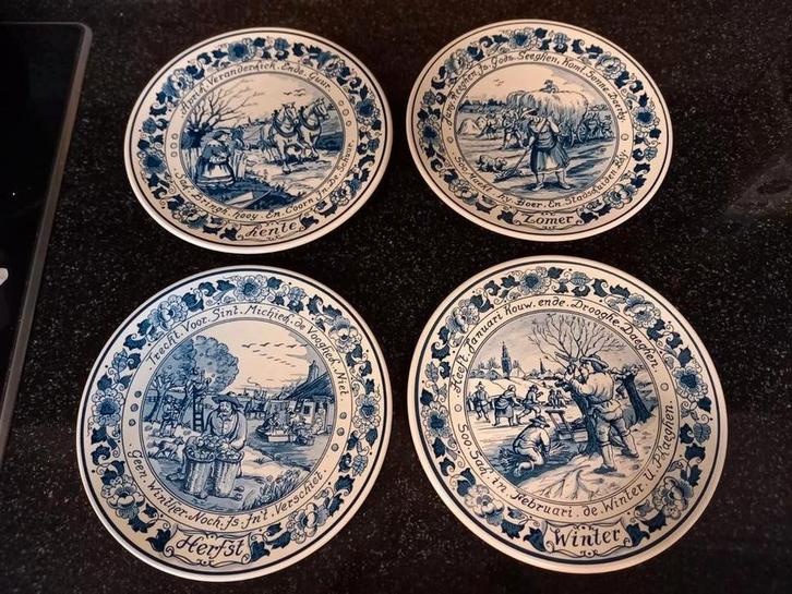 Delfts Blauw Jaargetijden Borden - Royal Goedewaagen, Antiek en Kunst, Antiek | Wandborden en Tegels, Ophalen of Verzenden