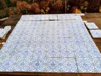 Minton Hollins Victorian tiles, plakaat 116hx113br blauw wit, Antiek en Kunst, Ophalen