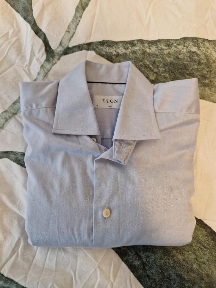 Eton - Overhemd Slim Fit - 38 - Lichtblauw, Kleding | Heren, Overhemden, Zo goed als nieuw, Halswijdte 38 (S) of kleiner, Blauw