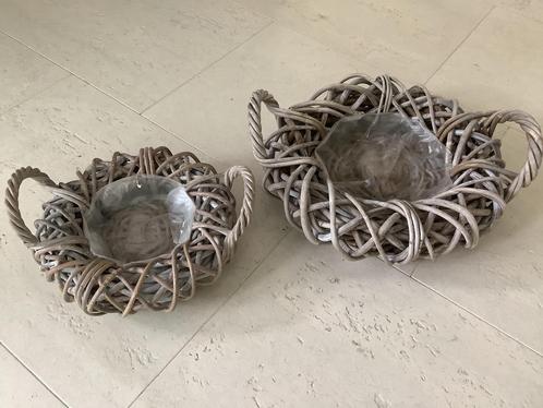 2x rotan rieten krans plantenbak bloemen planten mand, Tuin en Terras, Bloembakken en Plantenbakken, Minder dan 30 cm, Minder dan 60 cm