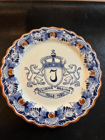 Delftsblauw Wandbord 25,5cm Juliana Regina Handgeschilderd beschikbaar voor biedingen