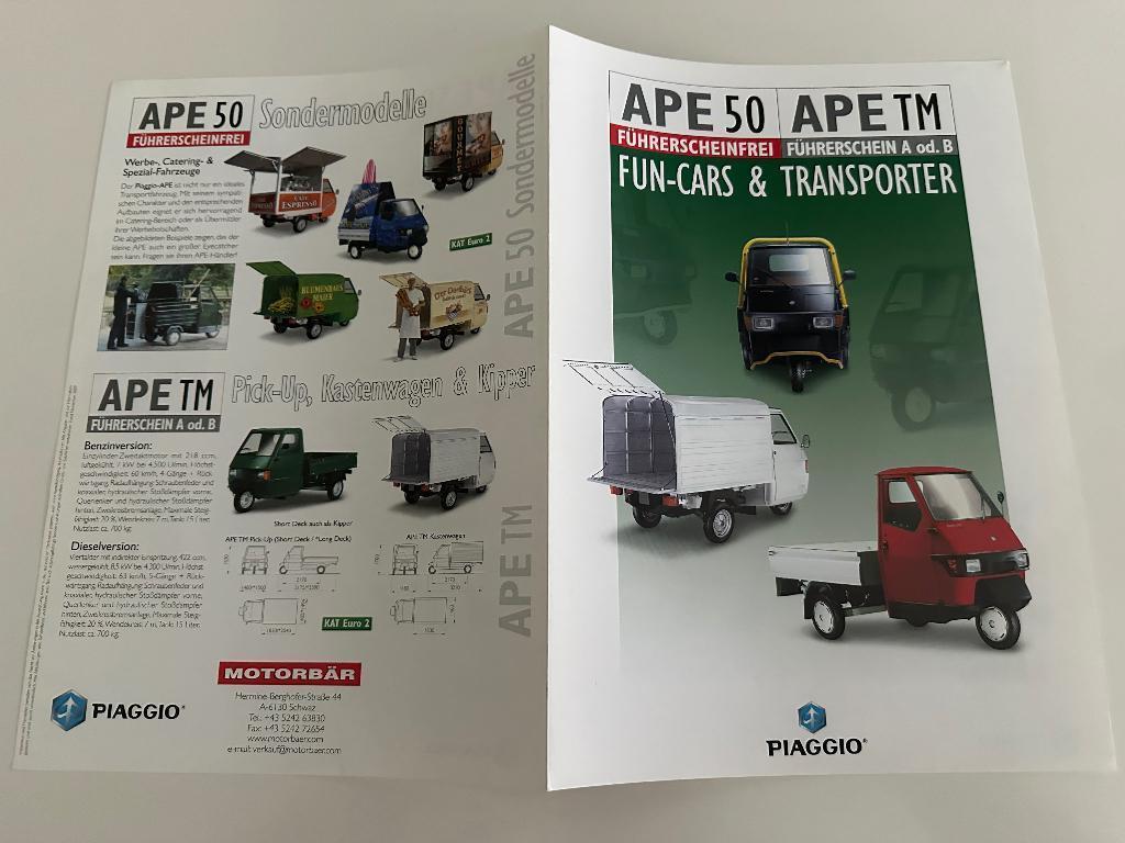 Folder Piaggio Ape 50 Ape 50 TM transporter, Ophalen of Verzenden