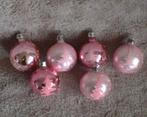 Oude ROZE KERSTBALLEN uit de jaren 50/60. Glas. Vintage., Diversen, Kerst, Ophalen of Verzenden