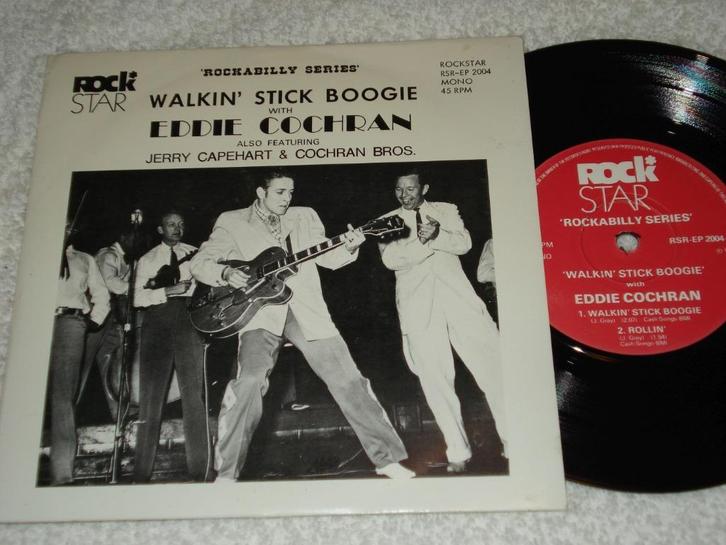 Eddie Cochran   Ep  Walkin Stick Boogie     Orgineel, Cd's en Dvd's, Vinyl Singles, Zo goed als nieuw, EP, Pop, Ophalen of Verzenden