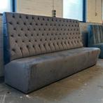 Eetkamerbank Chesterfield 240cm - Grijs Velours, Ophalen, Gebruikt, Minder dan 75 cm, Vintage
