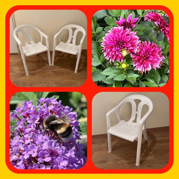 105. Twee Stuks Kunststof Tuinstoelen, Tuin en Terras, Tuinstoelen, Gebruikt, Kunststof, Ophalen