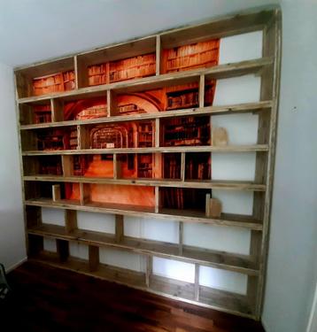 Boekenkast wandkast wandmeubel maatkast maatwerk hout beschikbaar voor biedingen