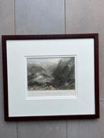 Antieke Staalgravure Berglandschap, Antiek en Kunst, Ophalen of Verzenden