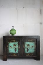 Oosterse Originele Beschilderde Kast Vintage Style Dressoir, 70 tot 120 cm, Ophalen of Verzenden, Metaal, 120 tot 170 cm