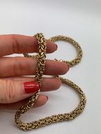 Z200 Prachtige zilveren ketting koningsschakel goudkleur, Sieraden, Tassen en Uiterlijk, Kettingen, Ophalen of Verzenden, Zo goed als nieuw