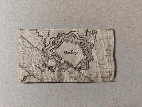 Zeldzame mini gravure Orsoy (D) - authentiek 340 jr oud!, Antiek en Kunst, Kunst | Etsen en Gravures, Ophalen of Verzenden