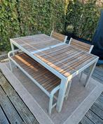 Ikea Själland tuinset aluminium & hout. Stoelen & bankje, Tuin en Terras, Ophalen, 4 zitplaatsen, Gebruikt, Bank