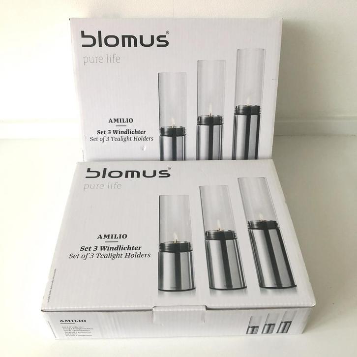 Blomus Amilio Windlichter Set van 3 - Nieuw in doos, Huis en Inrichting, Woonaccessoires | Kandelaars en Kaarsen, Nieuw, Kandelaar