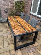 Op maat gemaakte tuintafel van staal en hout, Tuin en Terras, Tuintafels, Ophalen, Nieuw, Rechthoekig, Hout