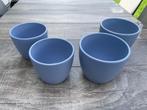 Bloempotten dusty blue 13 en 15 cm, Tuin en Terras, Bloempotten, Rond, Binnen, Ophalen of Verzenden, Zo goed als nieuw