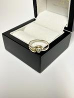 Bicolor Gouden Fantasie Ring 0.02 Briljantgeslepen Diamant, Goud, 18 tot 19, Goud, Met edelsteen