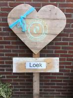 Geboortebord HART steigerhout huren huur babyspullen jongen, Ophalen, Zo goed als nieuw, Geboortebord