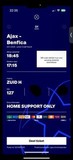 Ajax - benfica, Tickets en Kaartjes, Sport | Voetbal, Seizoenskaart, Eén persoon, Augustus
