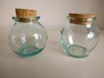 2 nieuwe glazen vintage potjes met kurk als deksel, Nieuw, Glas, Overige stijlen, Glas of Glazen