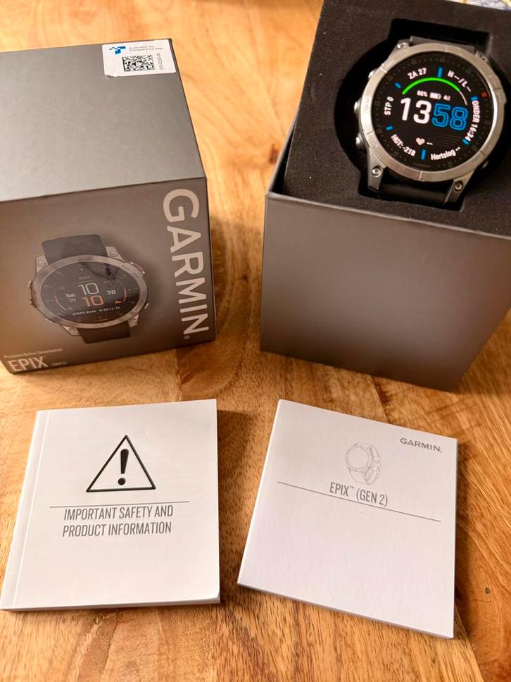 Garmin Epix Gen2 sporthorloge, Sieraden, Tassen en Uiterlijk, Sporthorloges, Zo goed als nieuw, Android, Zwart, Slaap, Ophalen of Verzenden