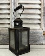 Antieke Franse lantaarn zwart metaal met houten klosje, Antiek en Kunst, Antiek | Woonaccessoires, Ophalen of Verzenden