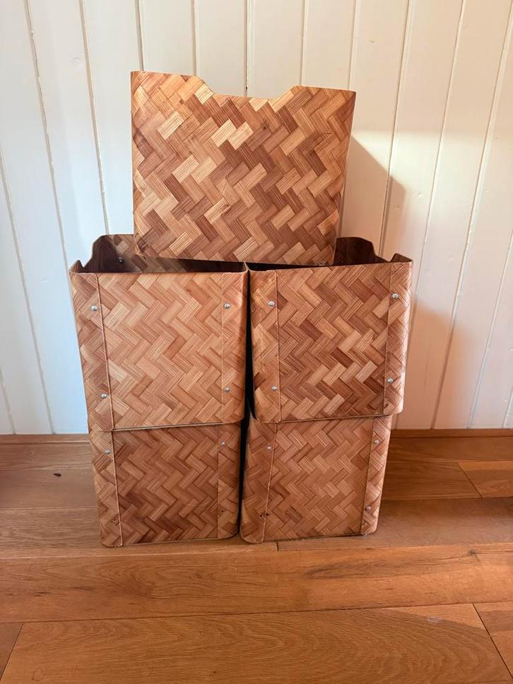5 x IKEA BULLIG Mand - Bamboe, Huis en Inrichting, Woonaccessoires | Kisten, Zo goed als nieuw, Minder dan 50 cm, 50 tot 100 cm