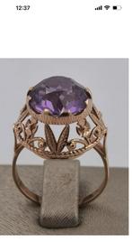 Russische rosegouden amethist ring, Ophalen of Verzenden, Zo goed als nieuw, Zilver, Dame