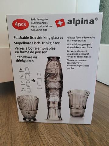 Alpina stapelbare drinkglazen, visvorm