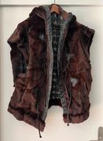 Bruine bodywarmer / voering uit geschoren konijnenbont, Verzenden, Gedragen, Maat 42/44 (L), Bruin