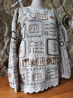 💖Prachtig 100% pure Alpaca wollen gebordurde trui L XL, Ophalen of Verzenden, Nieuw, Maat 42/44 (L), Blauw