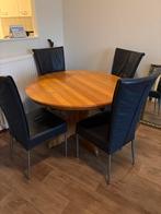 Houten Eettafel met 4 Stoelen, Gebruikt, 100 tot 150 cm, Ophalen of Verzenden, Vier personen