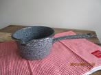 emaille brocante steelpan met schenktuit grijs gewolkt, Antiek en Kunst, Antiek | Emaille, Ophalen of Verzenden