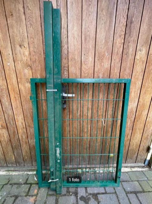 Enkele tuinpoort – 120x90 cm – Groen (RAL6005) – Compleet, Tuin en Terras, Tuinpoorten, Zo goed als nieuw, Looppoort, IJzer, 100 tot 150 cm