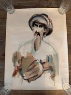 Fraai modern portret gesigneerd aquarel, Ophalen of Verzenden