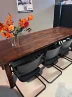 Houten eet of vergadertafel, Huis en Inrichting, Tafels | Eettafels, Ophalen, Gebruikt, Eikenhout, 200 cm of meer