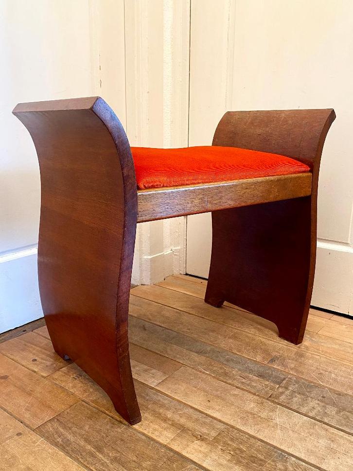 Vintage Art Deco voetenbankje uit de jaren '20/'30, Huis en Inrichting, Banken | Voetenbanken en Poefen, Gebruikt, 50 tot 75 cm