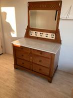 Antieke kaptafel met marmerblad, Huis en Inrichting, Tafels | Kaptafels, Gebruikt, 100 tot 150 cm, Minder dan 100 cm, Hout