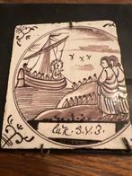 Oude Hollandse Tegel met Boot, Antiek en Kunst, Ophalen of Verzenden