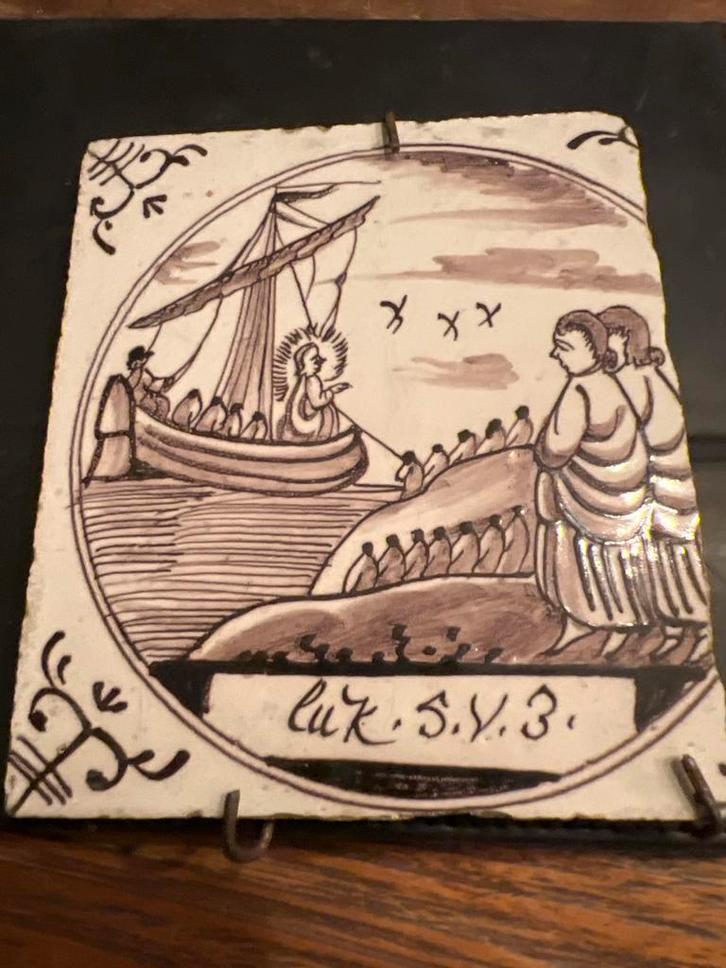 Oude Hollandse Tegel met Boot, Antiek en Kunst, Antiek | Wandborden en Tegels, Ophalen of Verzenden