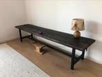 Sidetable staal en scheepsluik., Huis en Inrichting, Tafels | Sidetables, Ophalen, Metaal, 150 tot 200 cm, Gebruikt