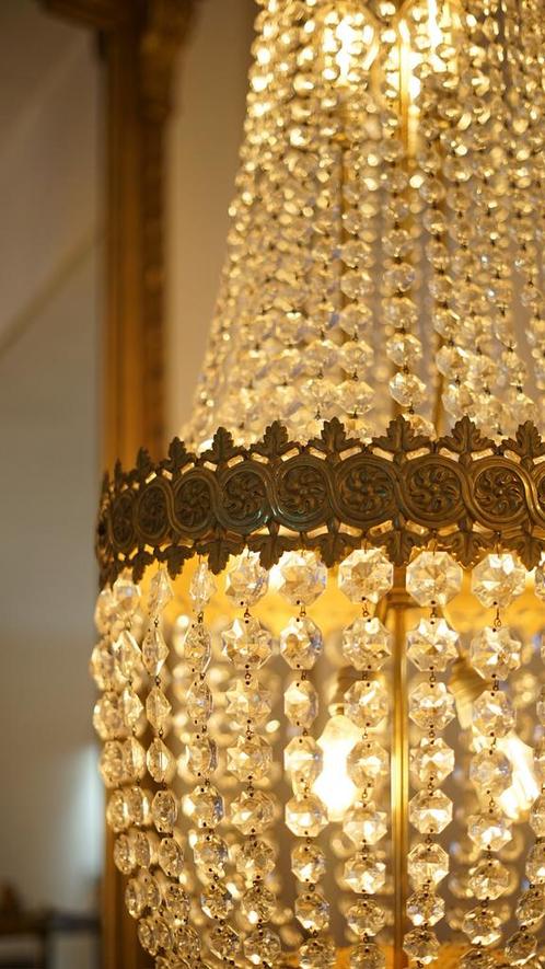 Antieke Empire zakkroonluchter, Huis en Inrichting, Lampen | Kroonluchters, Zo goed als nieuw, Ophalen of Verzenden