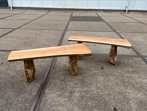 Boomstam banken 120 cm, Tuin en Terras, Picknicktafels, Nieuw, Rechthoekig, Hout, Ophalen of Verzenden