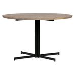 Vtwonen eettafel 130 cm – eiken blad met stalen kruispoot, Huis en Inrichting, Tafels | Eettafels, Ophalen, Gebruikt, Modern industrieel