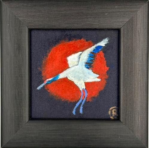 Canadese kraanvogel met lijst, Antiek en Kunst, Kunst | Schilderijen | Modern, Ophalen of Verzenden