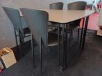 GRATIS af te halen eethoek zwart grijs met 4 zwarte stoelen, Ophalen, 200 cm of meer, 50 tot 100 cm, Zo goed als nieuw