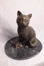 Brons - Poes met vis., Antiek en Kunst, Kunst | Beelden en Houtsnijwerken, Ophalen